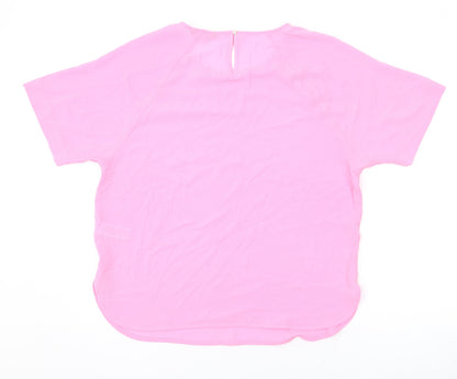 Womens UK Size 14 Marks and Spencer Pink Basic T-Shirt