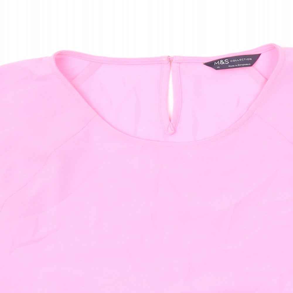 Womens UK Size 14 Marks and Spencer Pink Basic T-Shirt