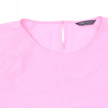 Womens UK Size 14 Marks and Spencer Pink Basic T-Shirt