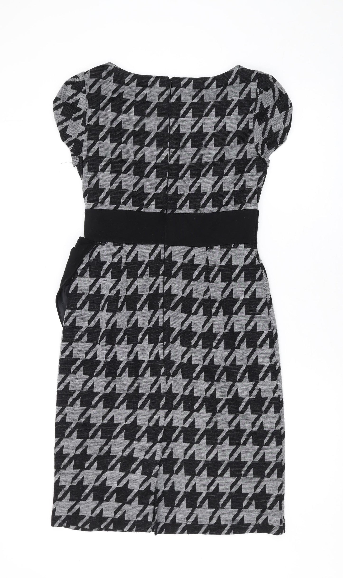 Per Una Womens Green Geometric Polyester Pencil Dress Size 10 Boat Neck Zip