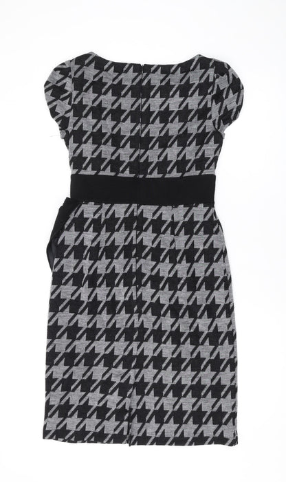 Per Una Womens Green Geometric Polyester Pencil Dress Size 10 Boat Neck Zip