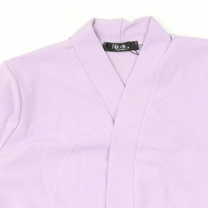 Nicole Womens Purple V-Neck Polyester Cardigan Jumper Size M