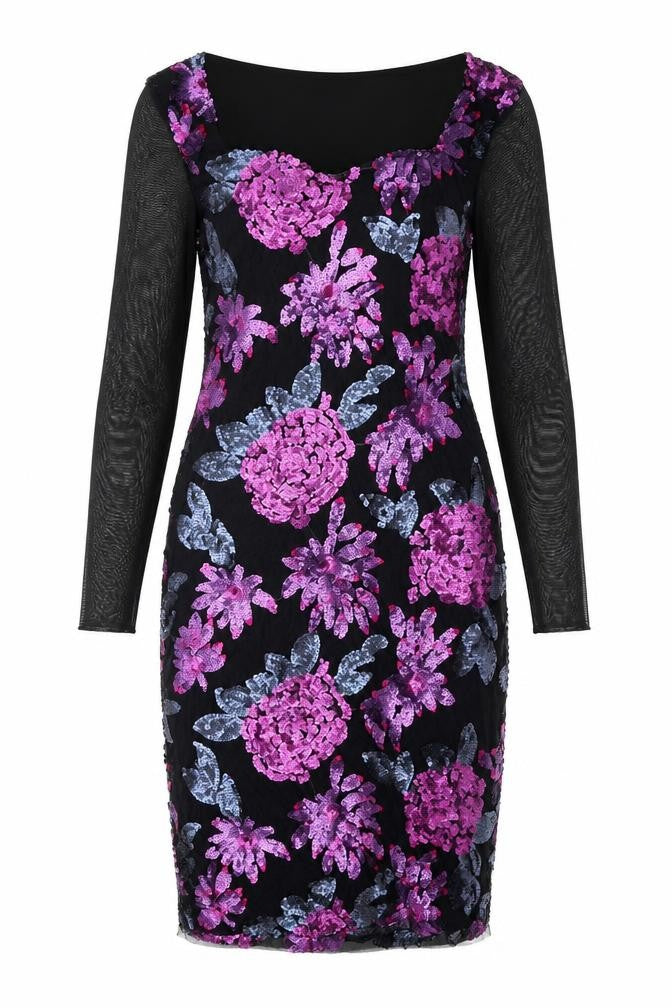 Cotton Traders Womens Purple Geometric Polyester Bodycon Size 12 Square Neck Pullover