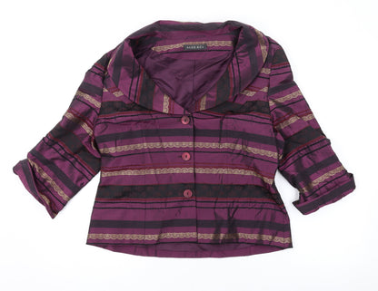 Alex & Co. Womens Purple Geometric Jacket Blazer Size 16 Button