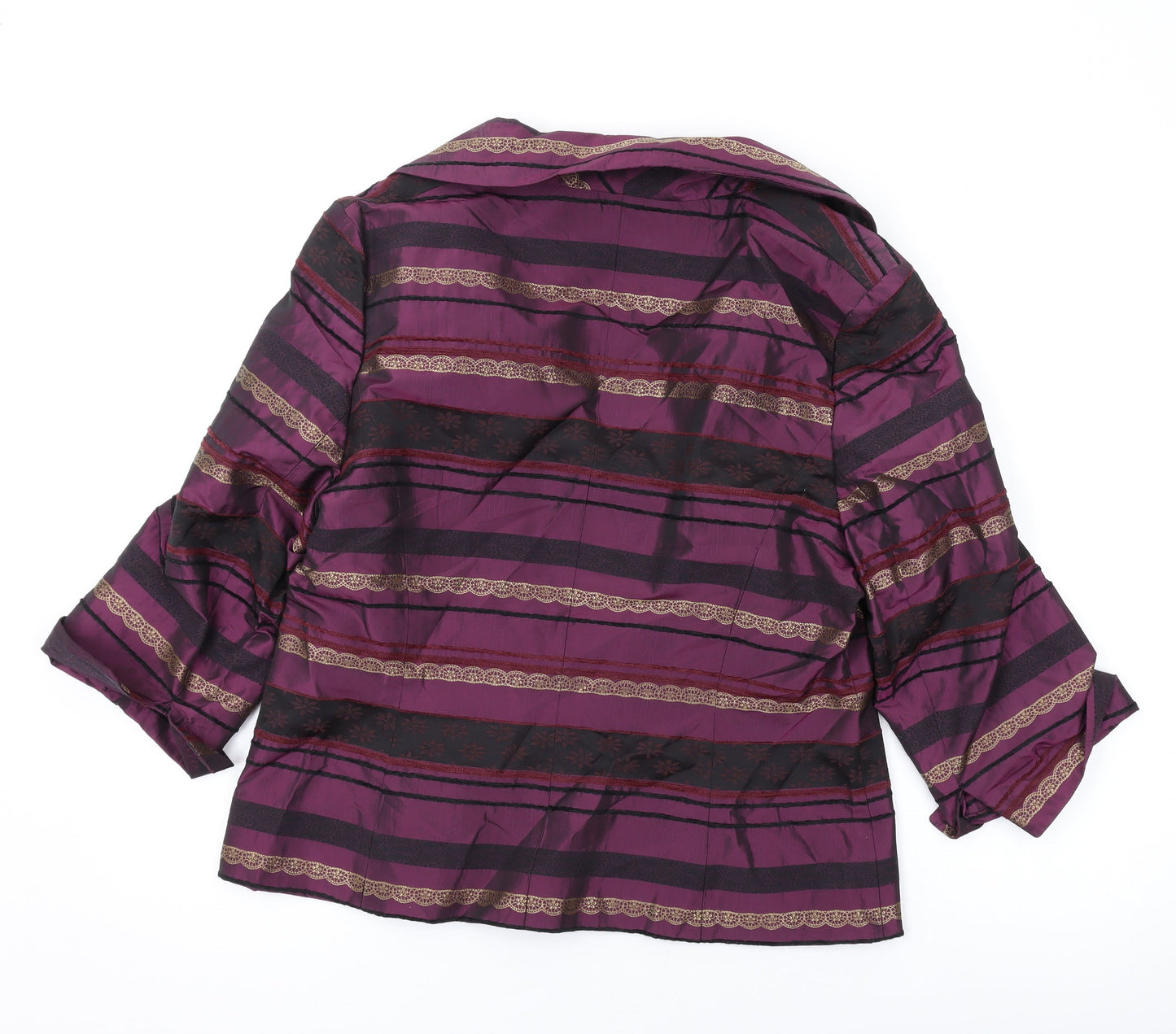 Alex & Co. Womens Purple Geometric Jacket Blazer Size 16 Button