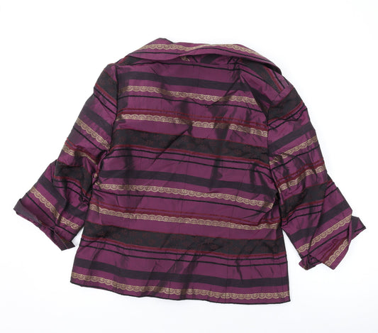 Alex & Co. Womens Purple Geometric Jacket Blazer Size 16 Button