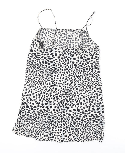 Motel Womens White Animal Print Viscose Mini Size XS Square Neck Pullover