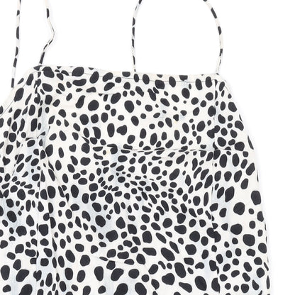 Motel Womens White Animal Print Viscose Mini Size XS Square Neck Pullover