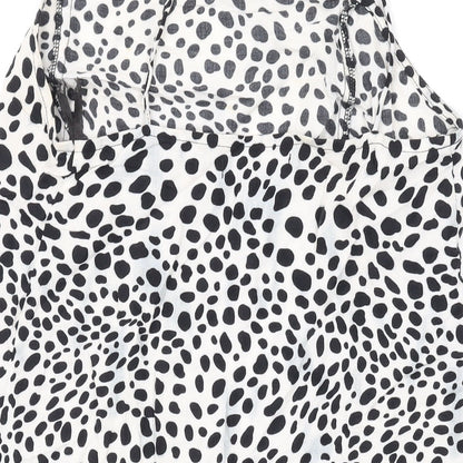 Motel Womens White Animal Print Viscose Mini Size XS Square Neck Pullover