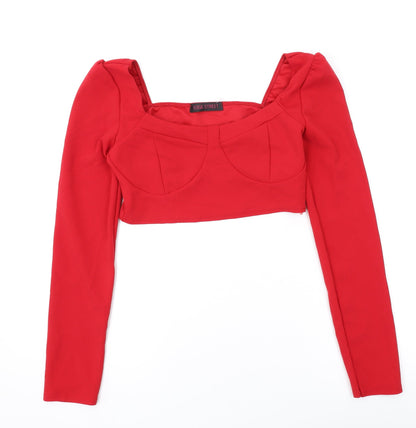 Womens UK Size 12 Edge Street Red Cropped Blouse