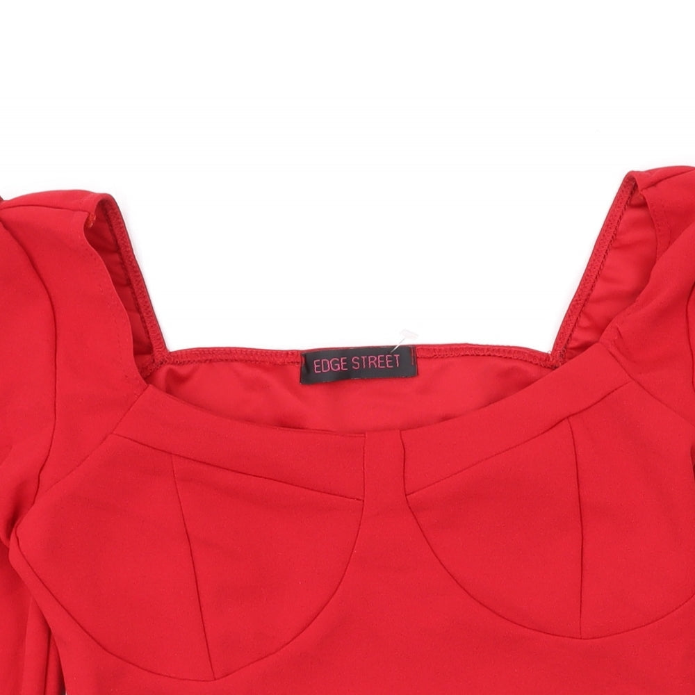 Womens UK Size 12 Edge Street Red Cropped Blouse