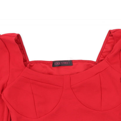 Womens UK Size 12 Edge Street Red Cropped Blouse