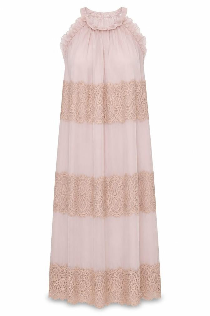 VERO MODA Womens Pink Polyester Maxi Size S Halter Button