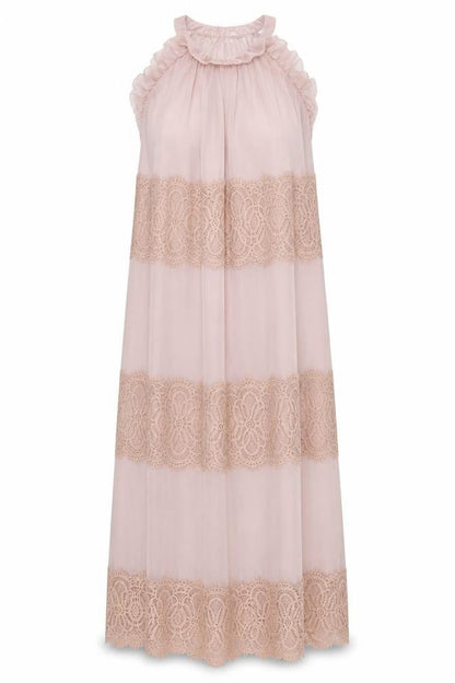 VERO MODA Womens Pink Polyester Maxi Size S Halter Button