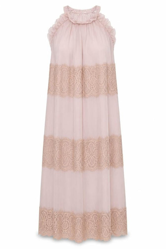 VERO MODA Womens Pink Polyester Maxi Size S Halter Button