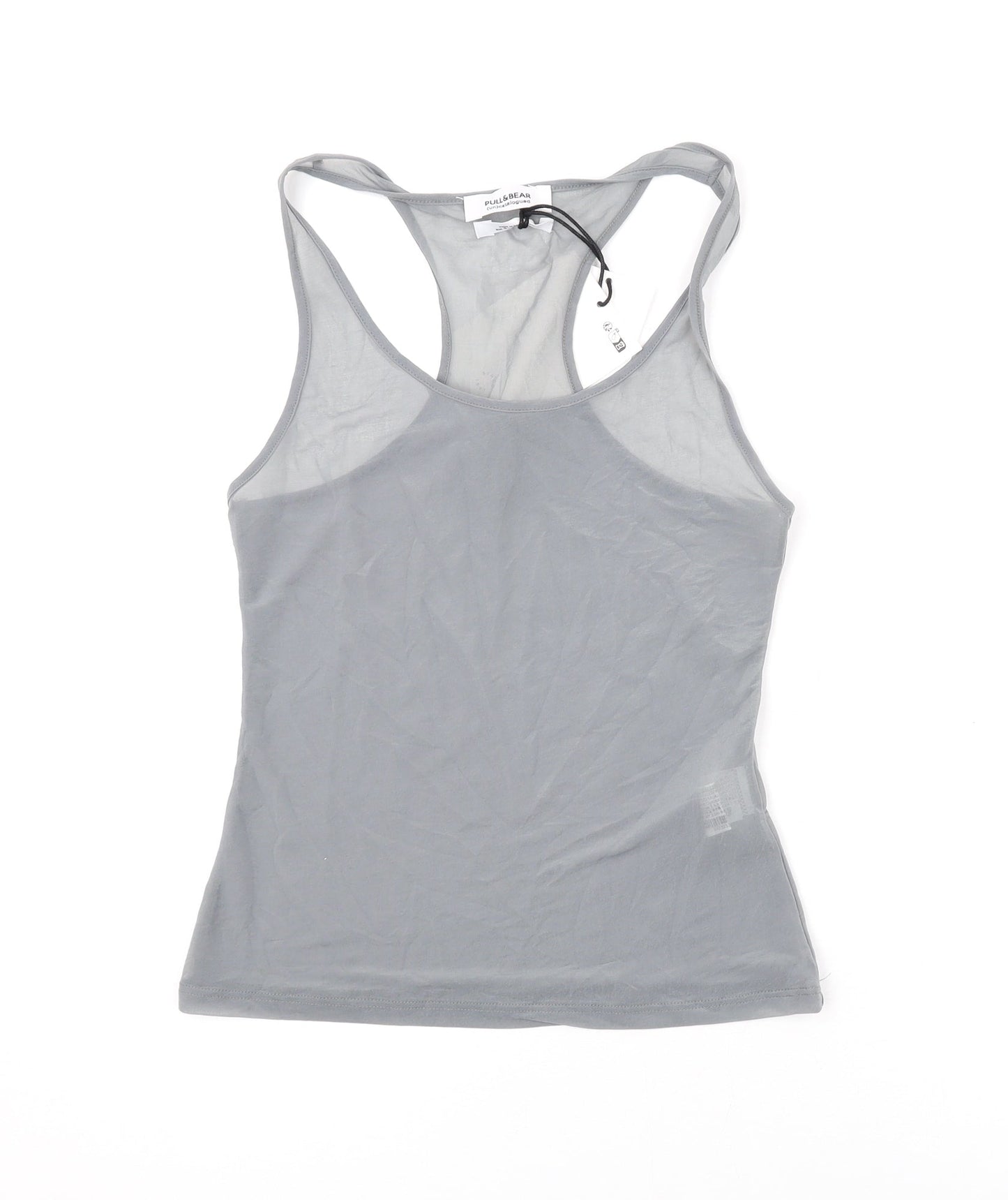 Womens UK Size S Pull&Bear Grey Basic Tank