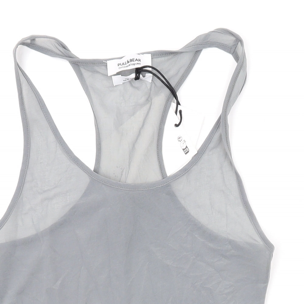 Womens UK Size S Pull&Bear Grey Basic Tank