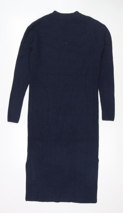 Marks and Spencer Womens Blue Polyester Jumper Dress Size XS Round Neck Pullover