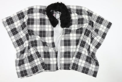 Charmine Womens Black Check Polyester Shawl/Wrap - Collared
