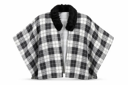 Charmine Womens Black Check Polyester Shawl/Wrap - Collared