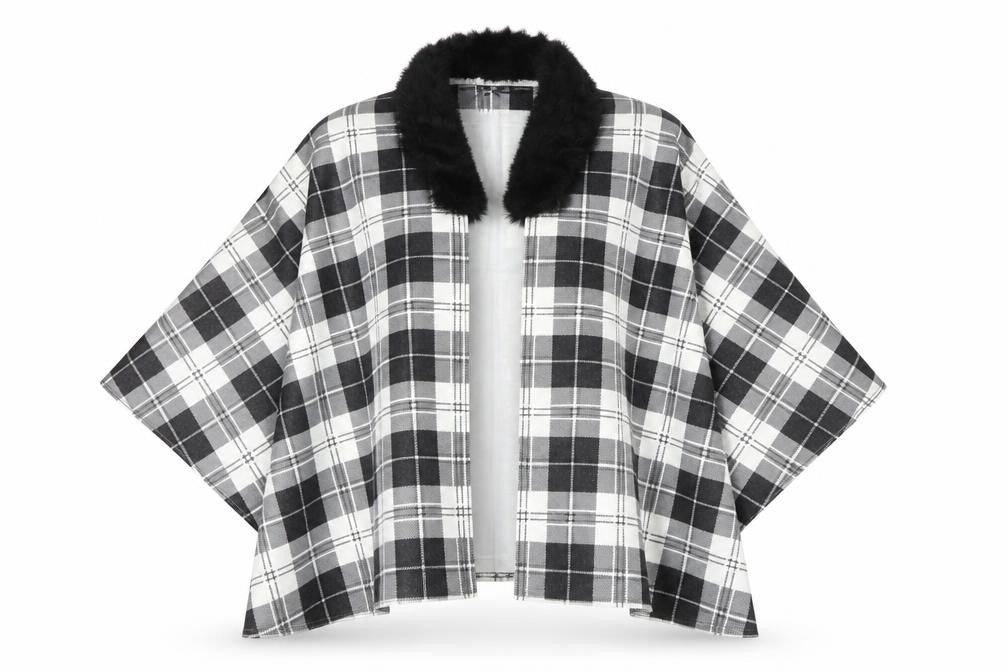 Charmine Womens Black Check Polyester Shawl/Wrap