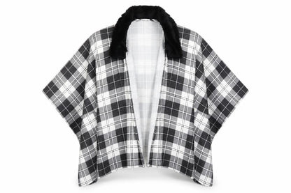Charmine Womens Black Check Polyester Shawl/Wrap