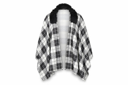 Charmine Womens Black Check Polyester Shawl/Wrap