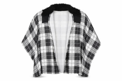 Charmine Womens Black Check Polyester Shawl/Wrap - Collared
