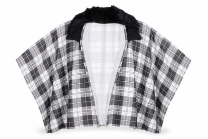 Charmine Womens Black Check Polyester Shawl/Wrap - Collared