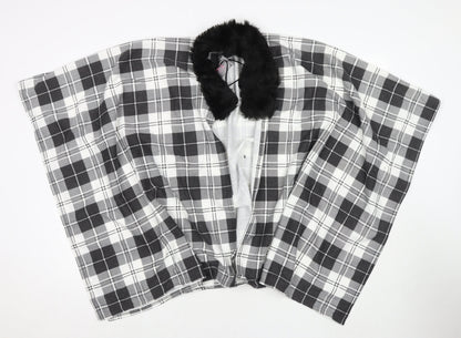 Charmine Womens Black Check Polyester Shawl/Wrap - Collared