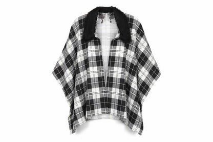 Charmine Womens Black Check Polyester Shawl/Wrap - Collared