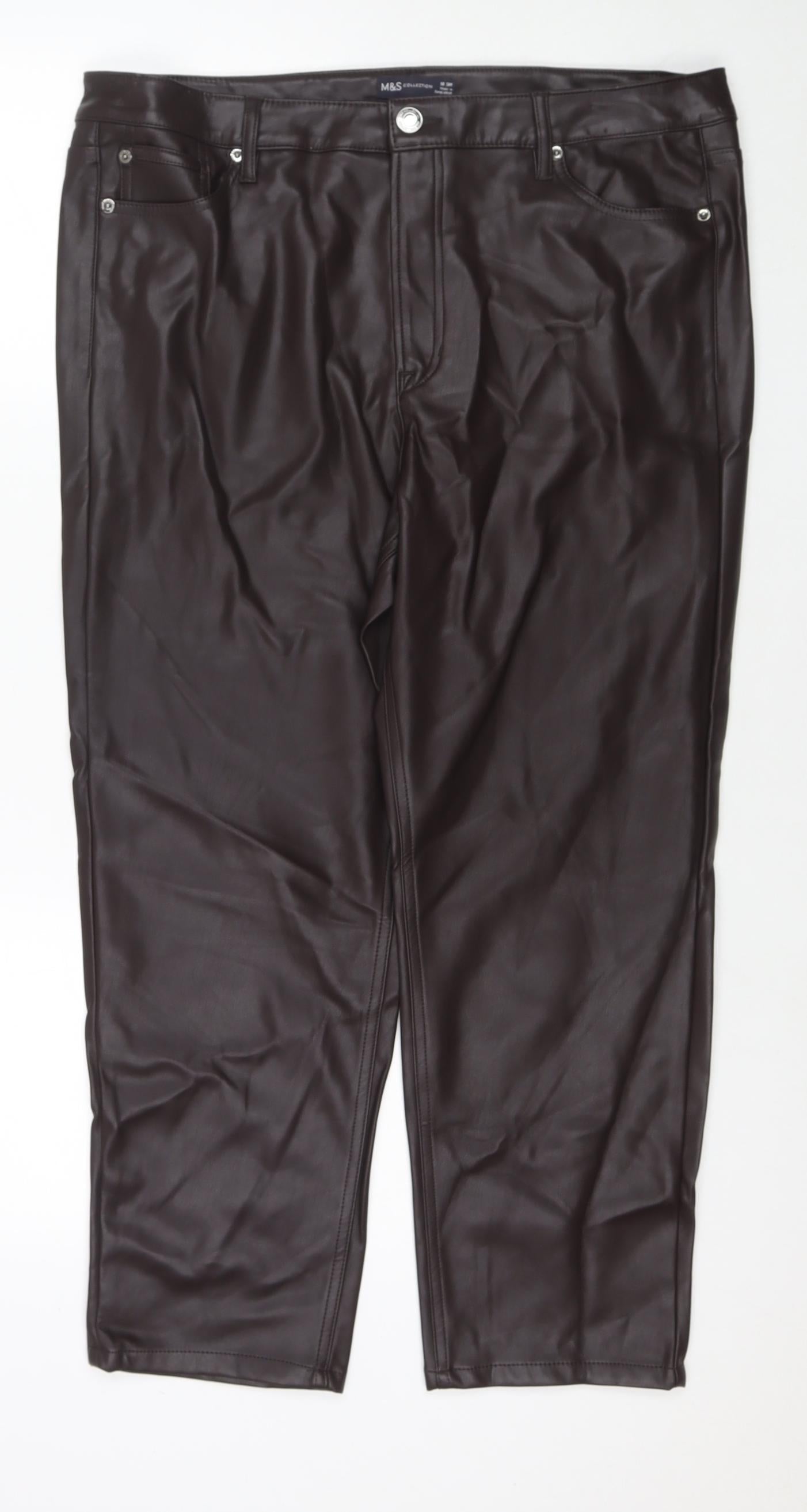 Womens UK Size 18 Marks and Spencer Regular Fit  Brown Trousers
