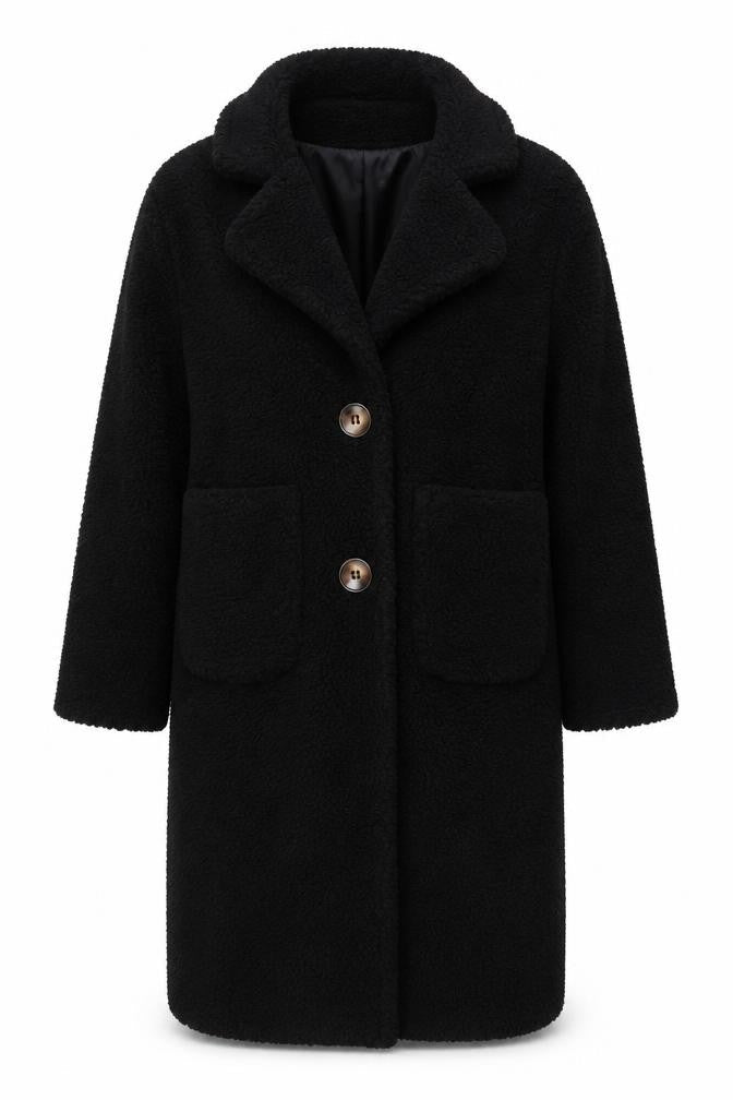 Womens UK Size 4 PRETTYLITTLETHING Black Overcoat