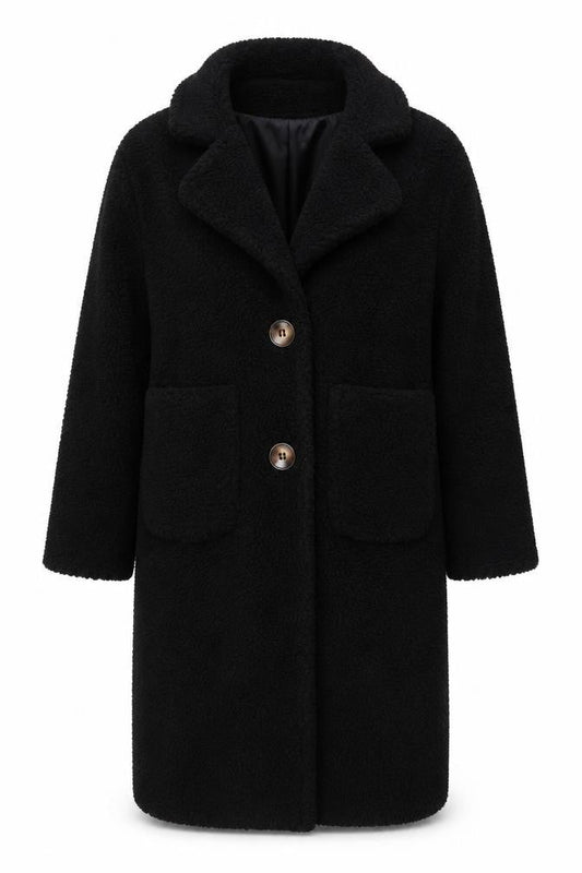 Womens UK Size 4 PRETTYLITTLETHING Black Overcoat