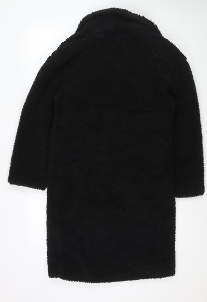 Womens UK Size 4 PRETTYLITTLETHING Black Overcoat