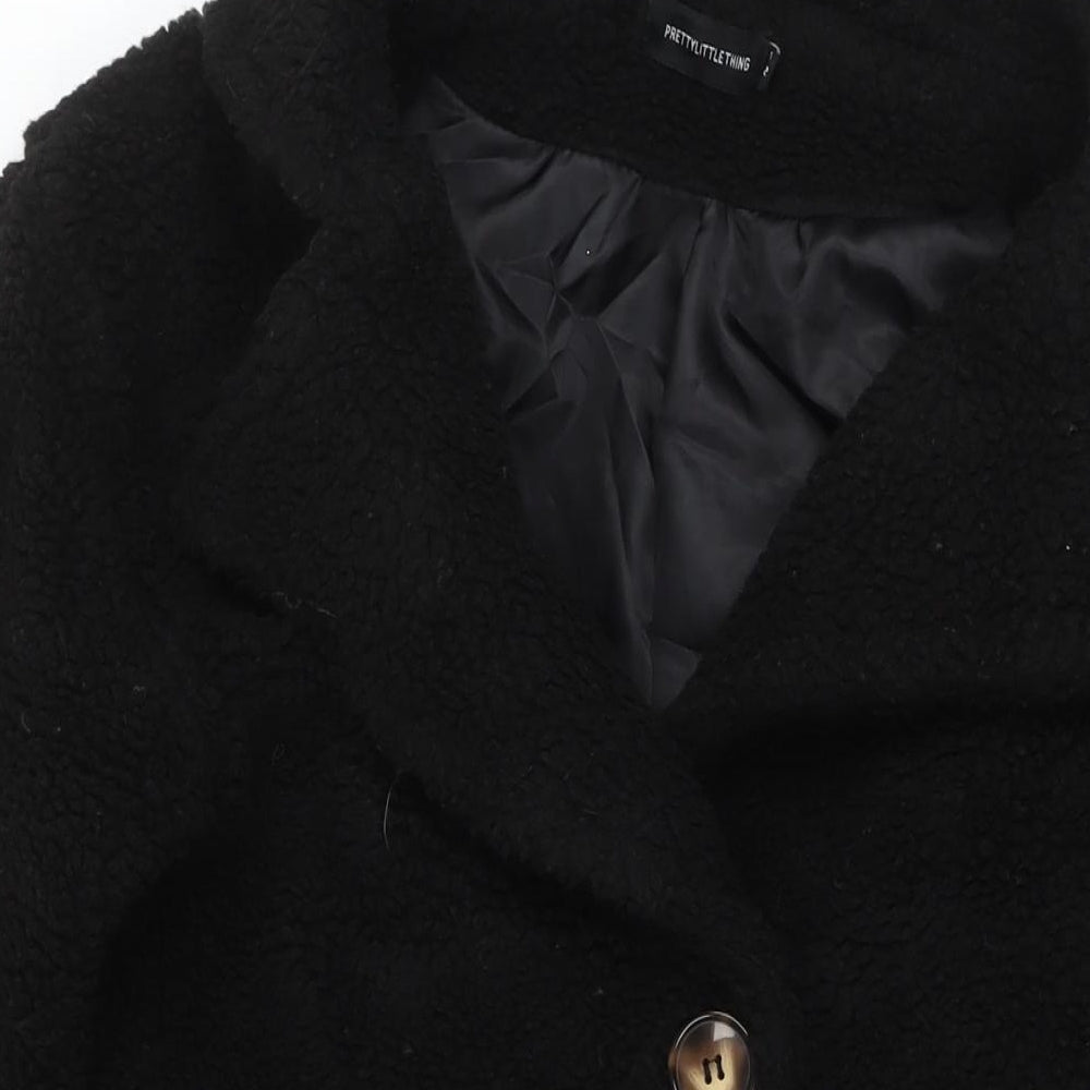 Womens UK Size 4 PRETTYLITTLETHING Black Overcoat