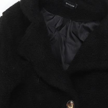 Womens UK Size 4 PRETTYLITTLETHING Black Overcoat