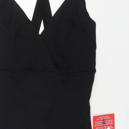 ASOS Womens Black Polyester Mini Size 12 V-Neck Pullover - Sequin Detail