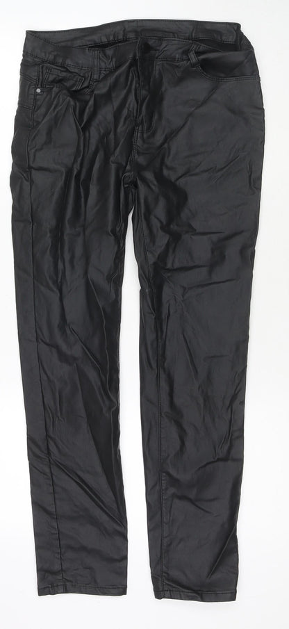 M.B.J Womens Black Viscose Trousers Size XL L27 in Regular Zip