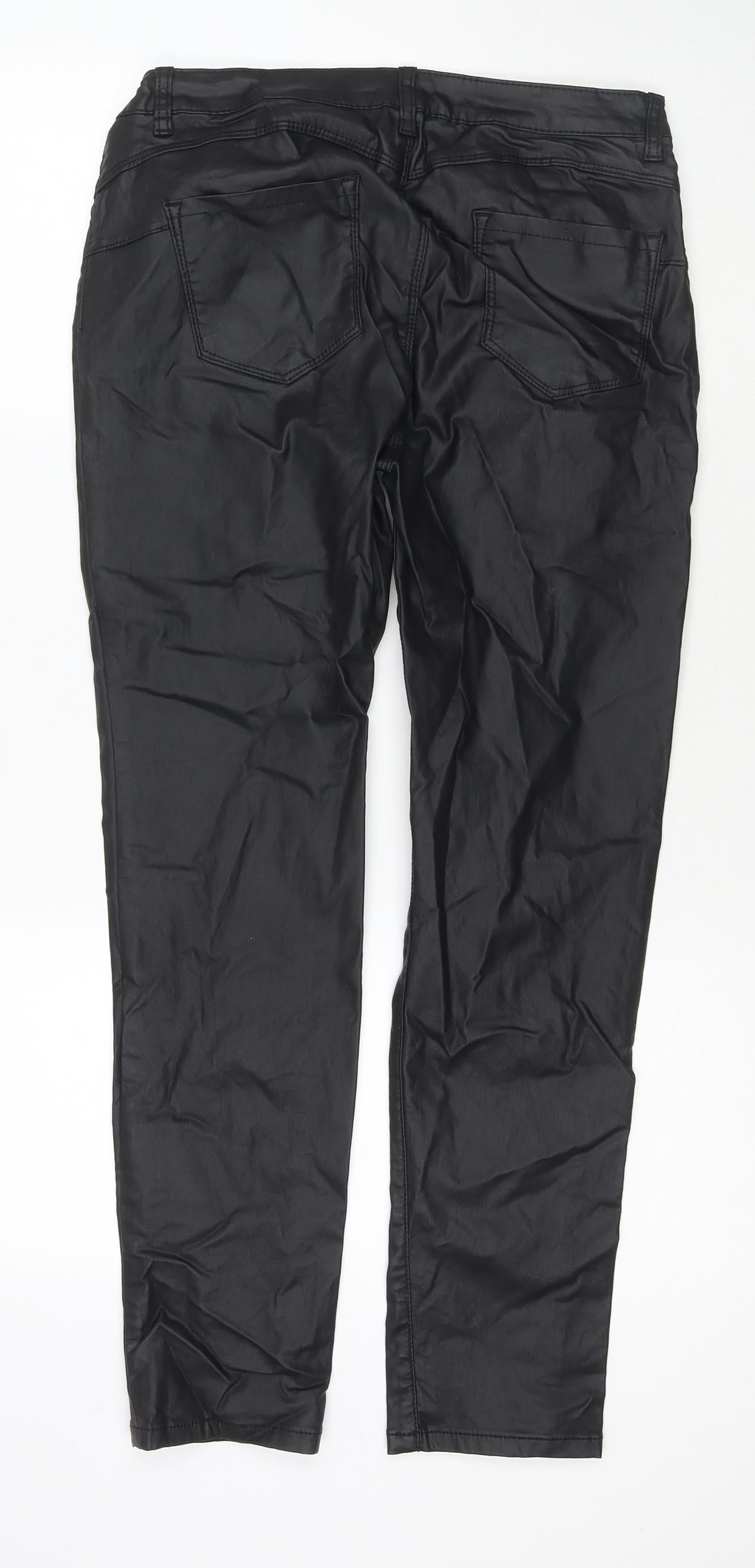 M.B.J Womens Black Viscose Trousers Size XL L27 in Regular Zip