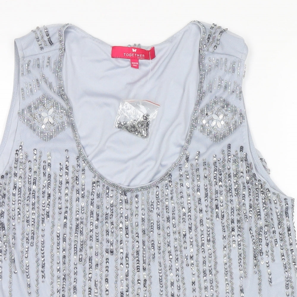 Womens UK Size 12 Together Blue Basic Blouse