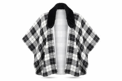 Charmine Womens Black Check Polyester Shawl/Wrap - Collared