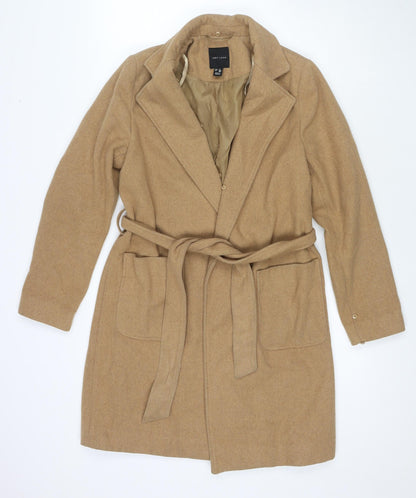 New Look Womens Brown Pea Coat Coat Size 10 Tie