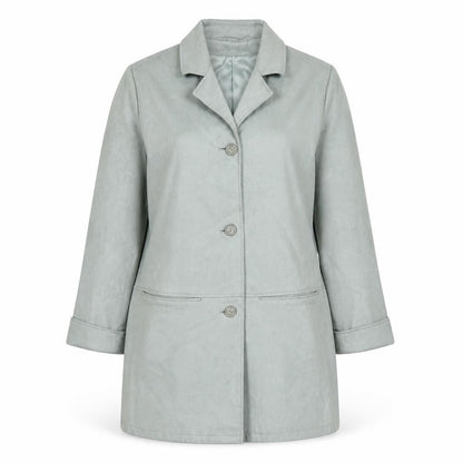 Marks & Spencer Womens Blue Overcoat Coat Size 10 Button - Suede Type