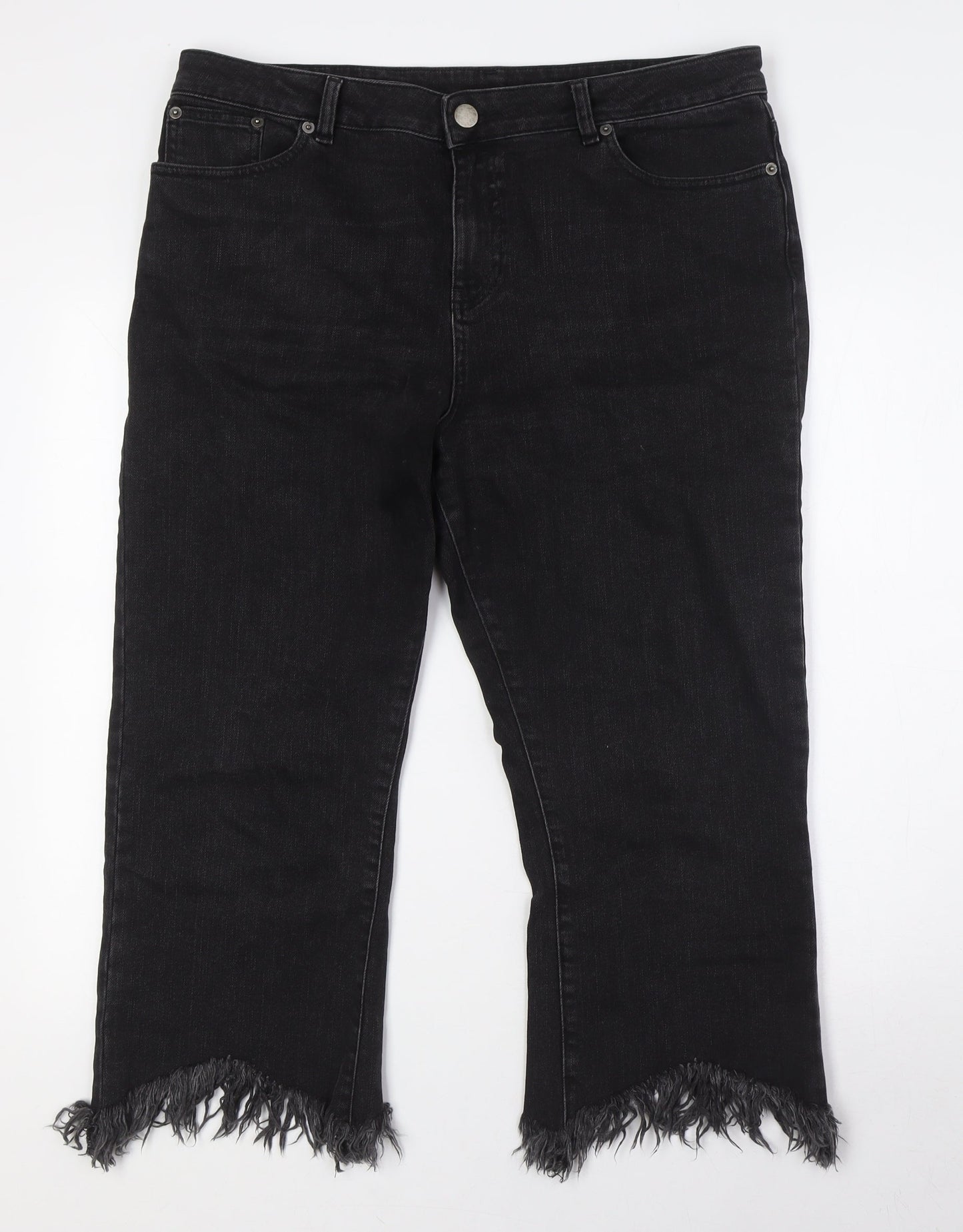 ASOS Mens Black Cotton Cropped Jeans Size 34 in L23 in Regular Zip - Raw Hem