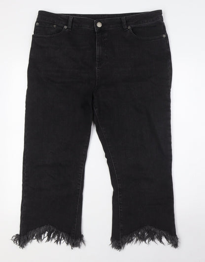 ASOS Mens Black Cotton Cropped Jeans Size 34 in L23 in Regular Zip - Raw Hem
