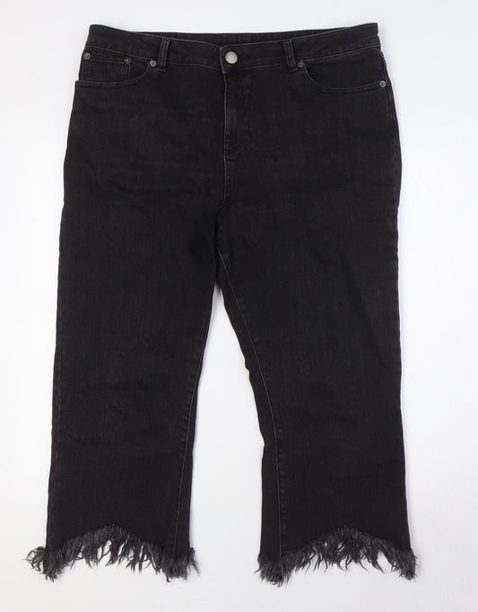 ASOS Mens Black Cotton Cropped Jeans Size 34 in L23 in Regular Zip - Raw Hem