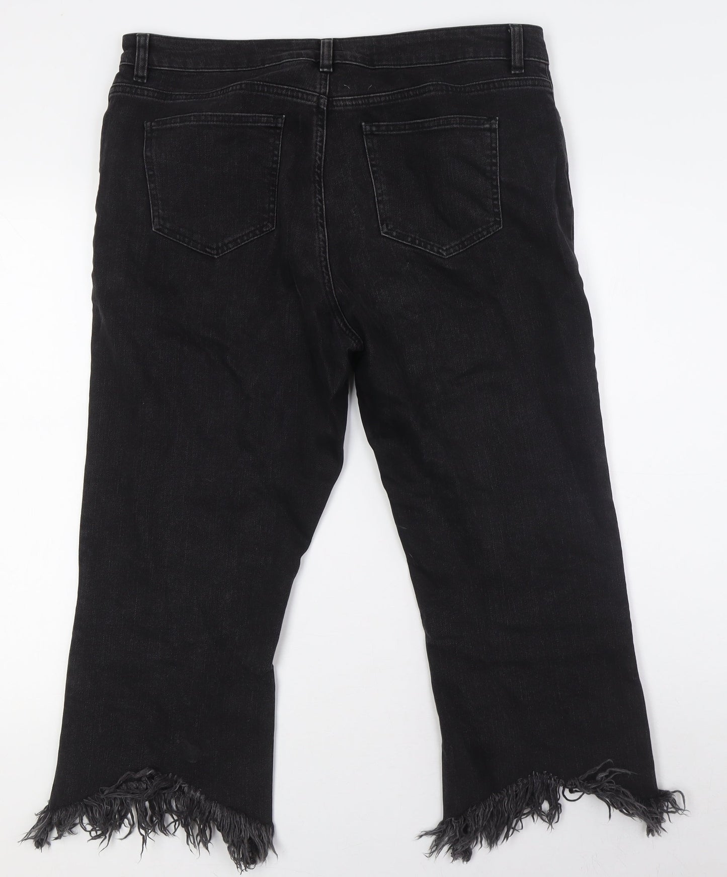 ASOS Mens Black Cotton Cropped Jeans Size 34 in L23 in Regular Zip - Raw Hem