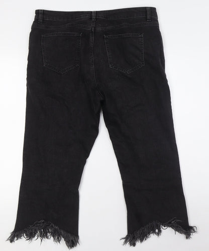 ASOS Mens Black Cotton Cropped Jeans Size 34 in L23 in Regular Zip - Raw Hem
