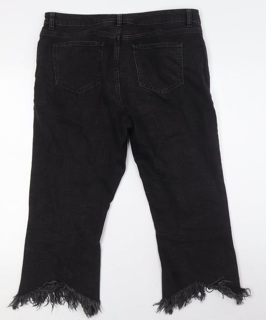 ASOS Mens Black Cotton Cropped Jeans Size 34 in L23 in Regular Zip - Raw Hem